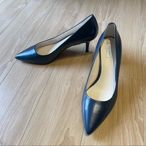 Cole Haan Navy Leather Pointed Kitten Heel